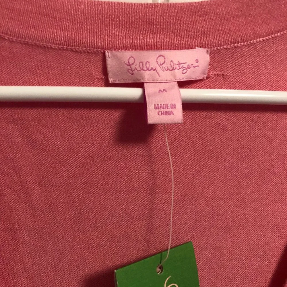 Lilly Pulitzer | Pretty Pink Button Front Cardigan M M - Picture 2 of 4